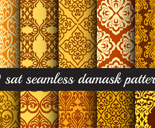10 Damask patterns 1Vector Seamless Texture, EPS File.