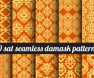 10 Damask patterns Vector Seamless Texture, EPS File.