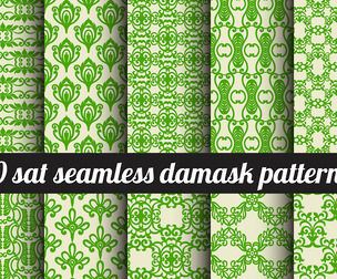 10 Damask patterns Vector Seamless Texture, EPS File.