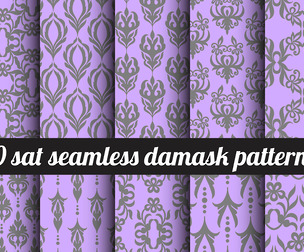 10 Damask patterns Vector Seamless Texture, EPS File.