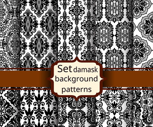 10 Damask patterns Vector Seamless Texture, EPS File.