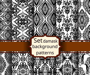 10 Damask patterns Vector Seamless Texture, EPS File.