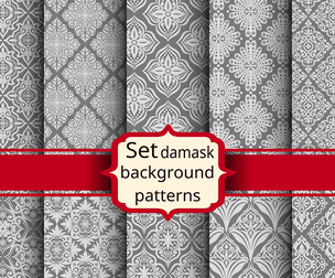 10 Damask patterns Vector Seamless Texture, EPS File.