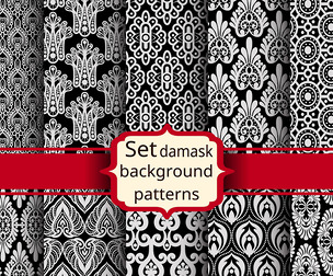 10 Damask patterns Vector Seamless Texture, EPS File.