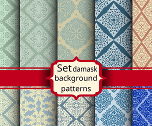 10 Damask patterns Vector Seamless Texture, EPS File.