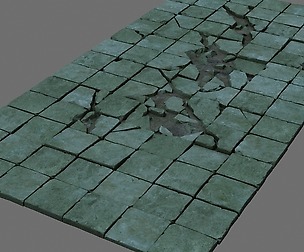The surface is broken