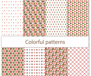 8 Colorful geometric patterns vector Seamless Texture, EPS File.