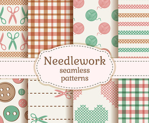 8 Needlework patterns vector Seamless Texture, EPS File.