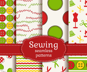 8 Sewing patterns, vector Seamless Texture, EPS File.
