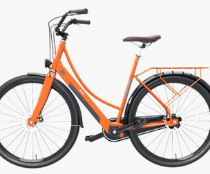 Realistic 3D Model of Orange Dutch City Electric Bicycle PBR