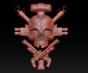 Skull Weapon Emblem 2.5D