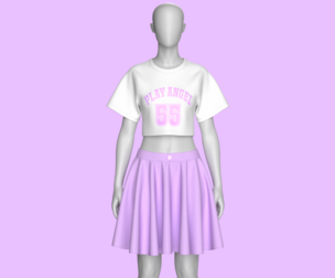 Girls Basketball Crop T-shirt With Skirt | Marvelous / Clo3d / obj / fbx