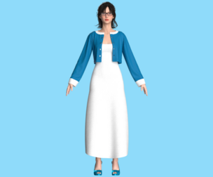 Girls Long Dress With Cardigan | Marvelous / Clo3d / obj / fbx