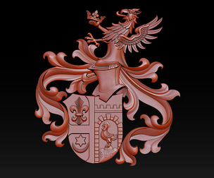 Ornate Medieval Coat of Arms Relief