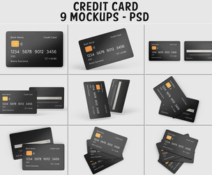 9 Scenes - Premium Matte Credit Card Mockup PSD Template Bundle