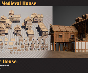 Modular Medieval House Pack Low-poly 3D model