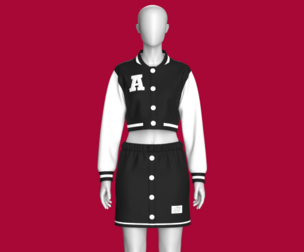 Girls Black Bomber Jacket With Skirt - Outfit | Marvelous / Clo3d / obj / fbx