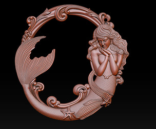 Mermaid Bas-Relief 3D Model for CNC Router