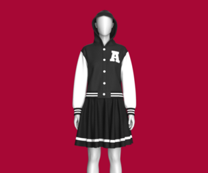 Girls Bomber Hooded Jacket With Skirt - Outfit | Marvelous / Clo3d / obj / fbx