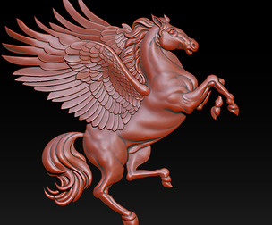 Pegasus Winged Horse Jewelry Relief Model