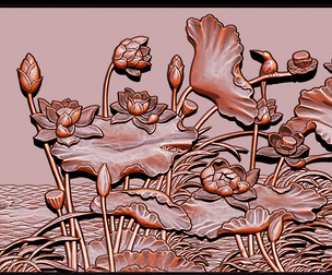 LOTUS POND BAS-RELIEF 3D MODEL - V1