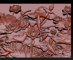 LOTUS POND BAS-RELIEF 3D MODEL - V2