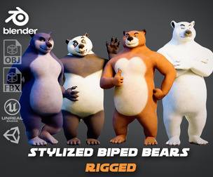 Stylized Biped Bear - Rigged Character