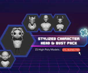Stylized Character head & bust pack High Poly
