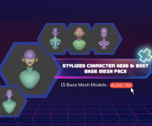 Stylized Character Head & Bust Base Mesh Pack
