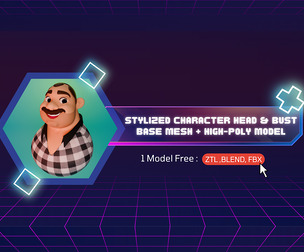 Free Stylized Character Head & Bust Base Mesh + High Poly Model