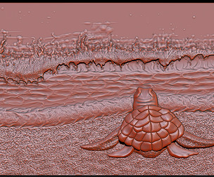 Sea Turtle Bas-Relief 3D STL Model