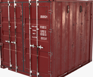 Intermodal Shipping Container 10-Foot-Long Red Aged
