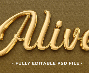 Alive. PSD Fully Editable Text Effect. Layer Style PSD Mockup Template