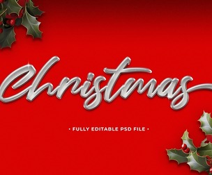 Christmas. PSD Fully Editable Text Effect. Layer Style PSD Mockup Template