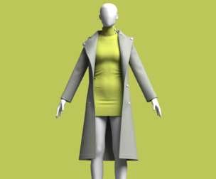 Ladies Winter Long Coat | Marvelous / Clo3d / obj / fbx