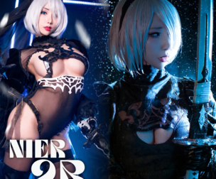 NieR: Automata 2B Black Lily Wedding Dress + Rain Hane Ame