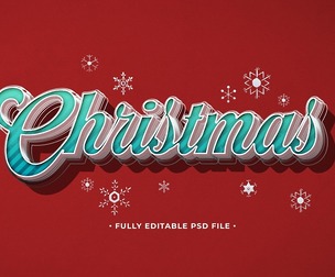 Christmas PSD Fully Editable Text Effect. Layer Style PSD Mockup Template