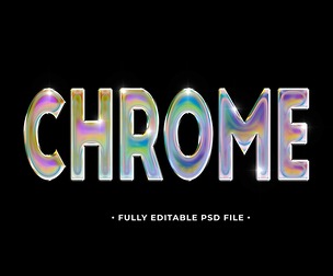 Chrome PSD Fully Editable Text Effect. Layer Style PSD Mockup Template