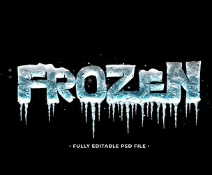 Frozen PSD Fully Editable Text Effect. Layer Style PSD Mockup Template