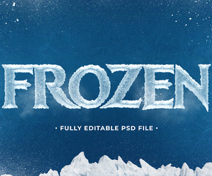 Frozen PSD Fully Editable Text Effect. Layer Style PSD Mockup Template