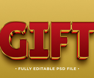 Gift PSD Fully Editable Text Effect. Layer Style PSD Mockup Template