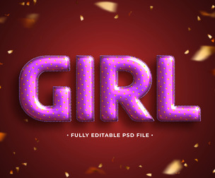 Girl PSD Fully Editable Text Effect. Layer Style PSD Mockup Template