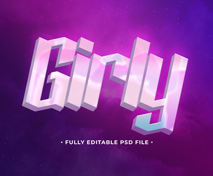 Girly PSD Fully Editable Text Effect. Layer Style PSD Mockup Template