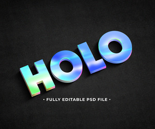 Holo PSD Fully Editable Text Effect. Layer Style PSD Mockup Template