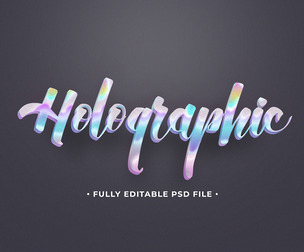 Holographic PSD Fully Editable Text Effect. Layer Style PSD Mockup Template