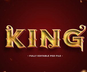 King PSD Fully Editable Text Effect. Layer Style PSD Mockup Template