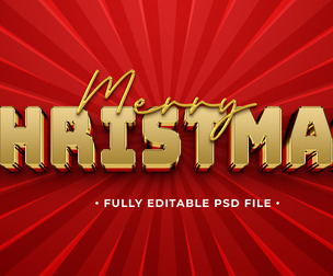 Merry Christmas PSD Fully Editable Text Effect. Layer Style PSD Mockup Template