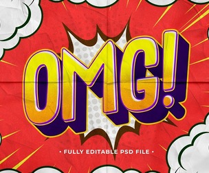 OMG! Comic PSD Fully Editable Text Effect. Layer Style PSD Mockup Template