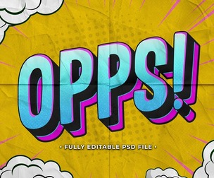 Opps! Comic PSD Fully Editable Text Effect. Layer Style PSD Mockup Template