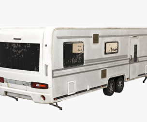 Dirty 2-Axle Camping Caravan